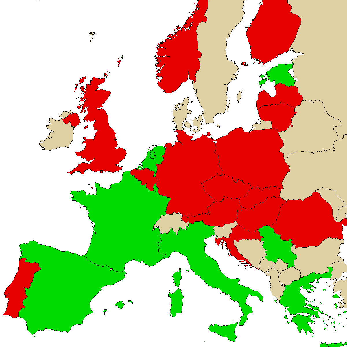 legal info map for our product 4ACO-MET, green are countries where we found no ban, red with ban, grey is unknown