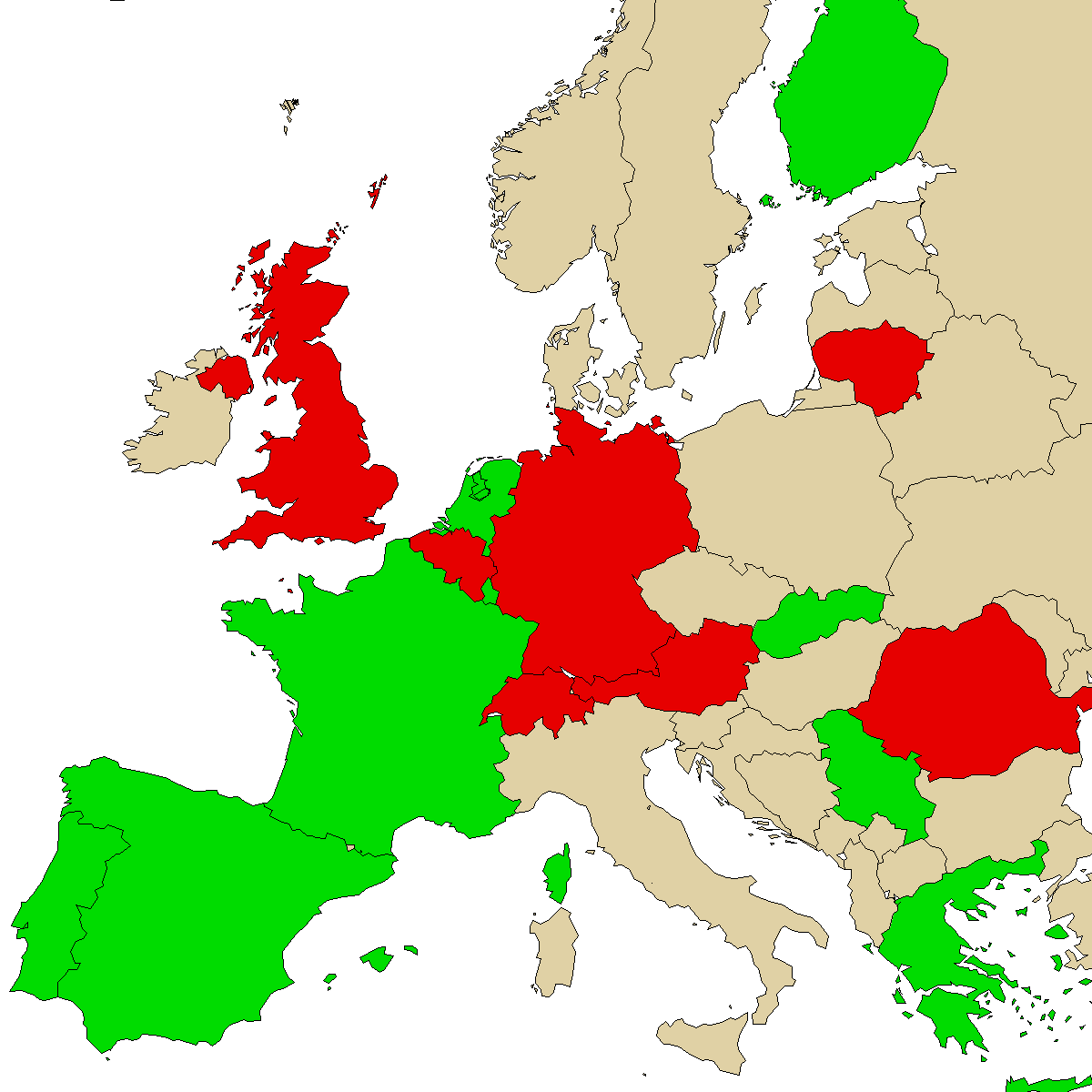 legal info map for our product Dutch-TUSI, green are countries where we found no ban, red with ban, grey is unknown